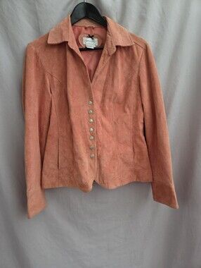 Vintage Live A Little Coral Suede Snap-Front Jacket